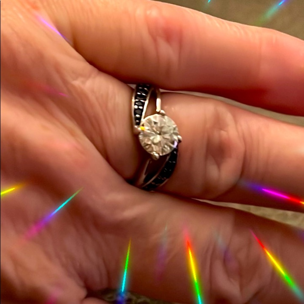 Moissanite and sapphire ring